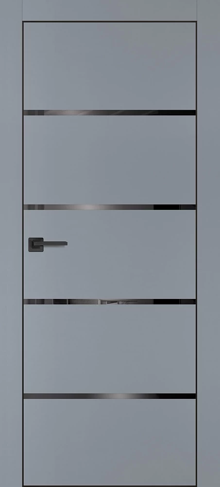 Фото Межкомнатная дверь PX-17 черная кромка с 4-х ст. Серый матовый