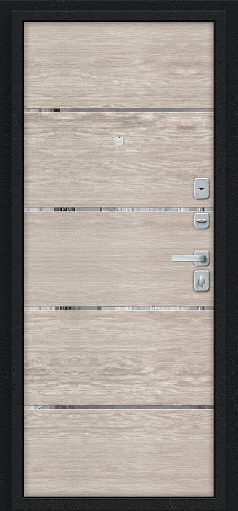 Входная дверь Лайн/BChrome Букле черное/Cappuccino Melinga BR6201 внутренняя сторона