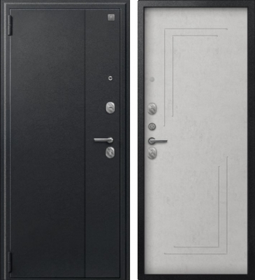 Дверь A-06 черный сатин - бетон светлый