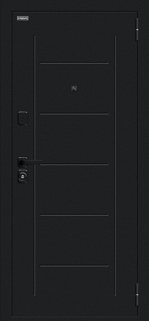 Входная дверь Борн/SBlack Букле черное/Riviera Ice BR6184 внешняя сторона