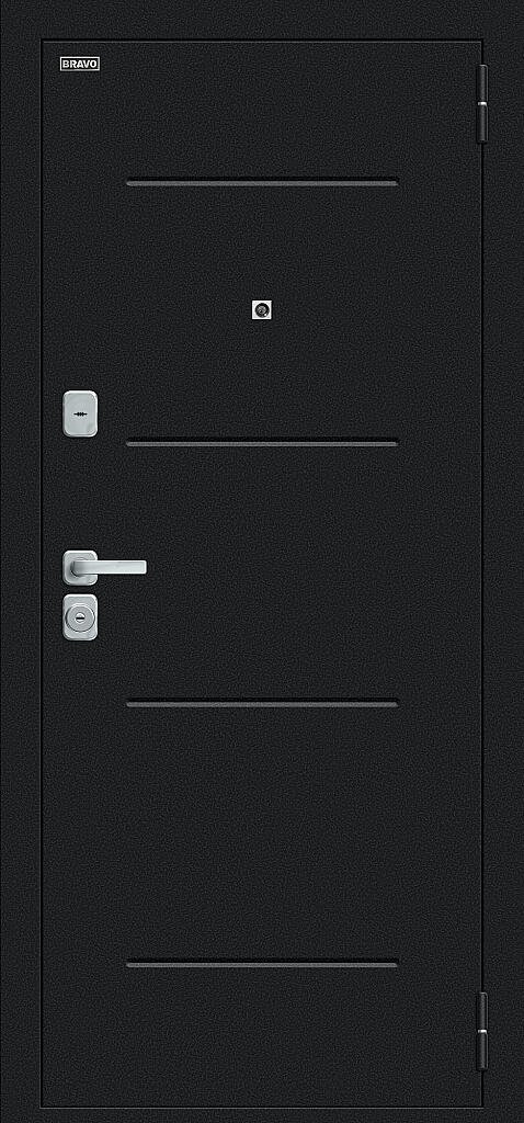 Входная дверь Техно/BChrome Букле черное/Wenge Melinga BR6190 внешняя сторона